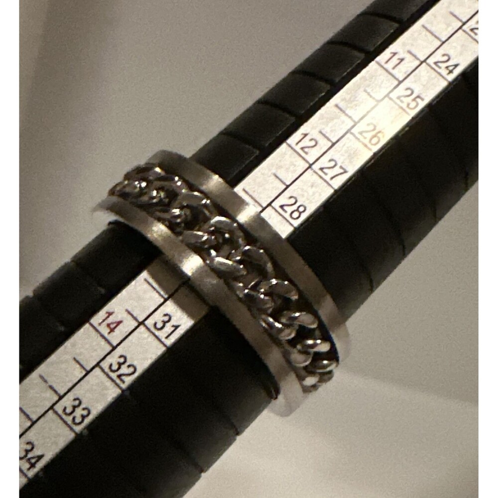 Unisex Stainless Steel Ring Rotating Spinning Chain Fashion Jewelry Size 13